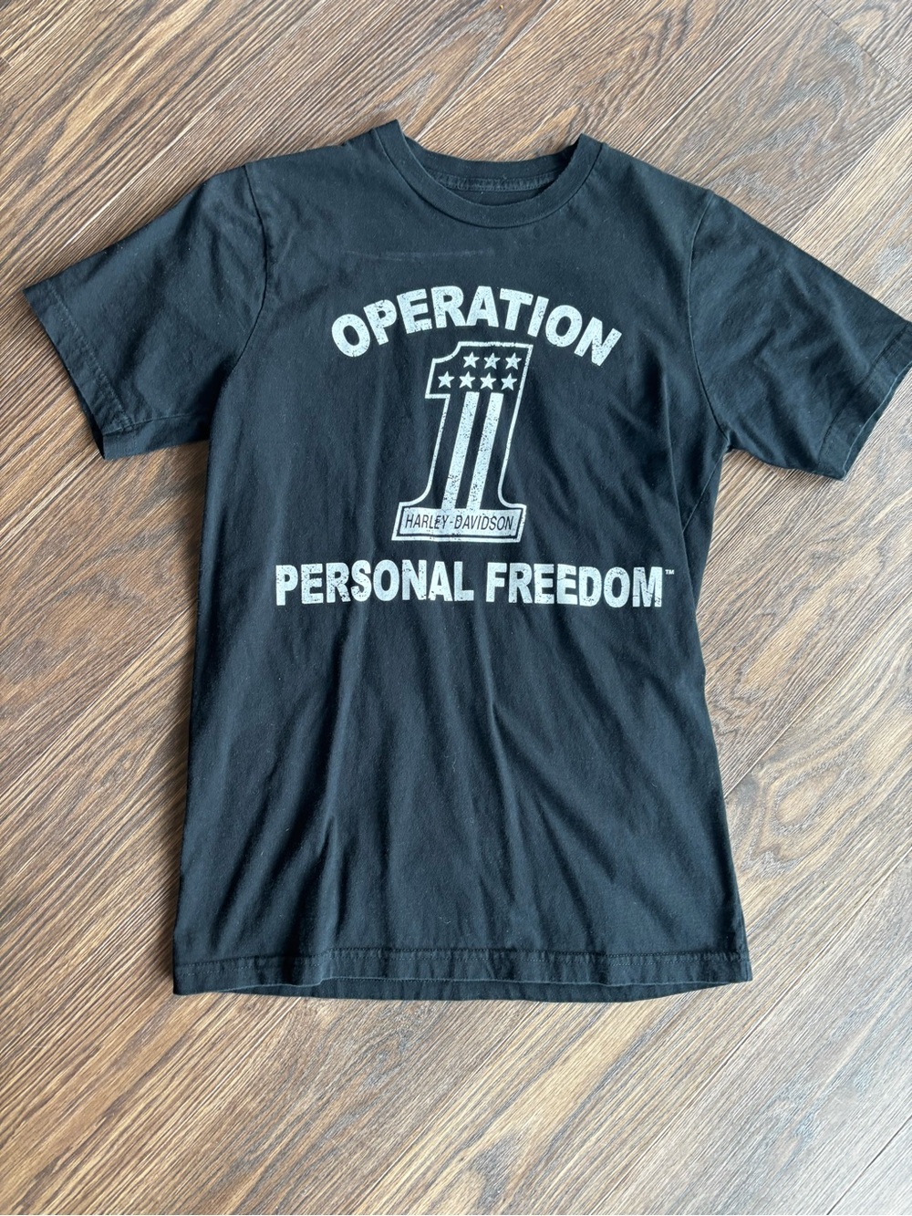 Harley-Davidson Black Short Sleeve Tee with 'Operation Personal Freedom' Graphic